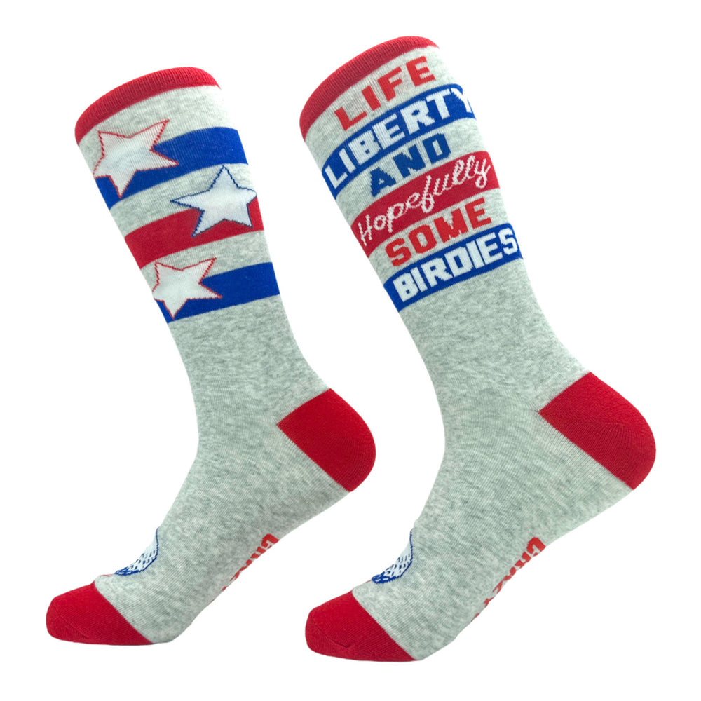 Mens Life Liberty And Hopefully Some Birdies Socks Funny Patriotic Golf Lovers Footwear Image 2