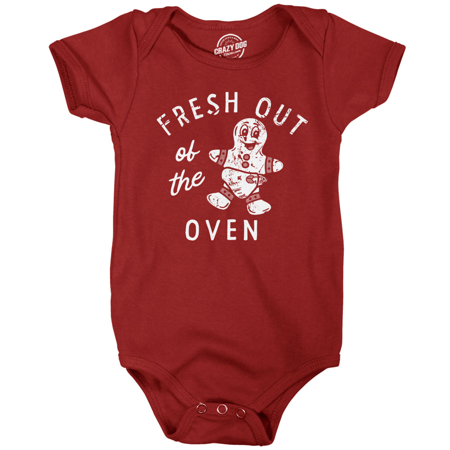 Fresh Out Of The Oven Baby Bodysuit Funny Cute Xmas Baked Gingerbread Cookie Jumper For Infants Image 1