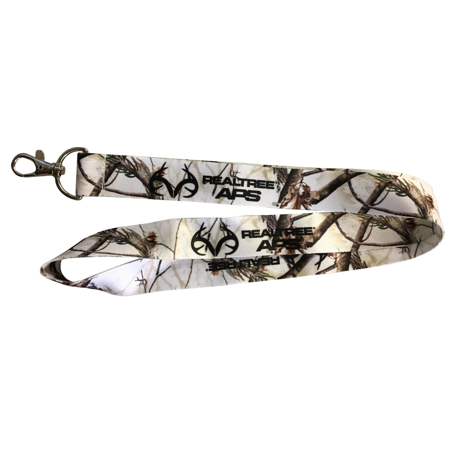 RealTree APS Snow Camo Pattern Lanyard Keychain with Clasp Image 1