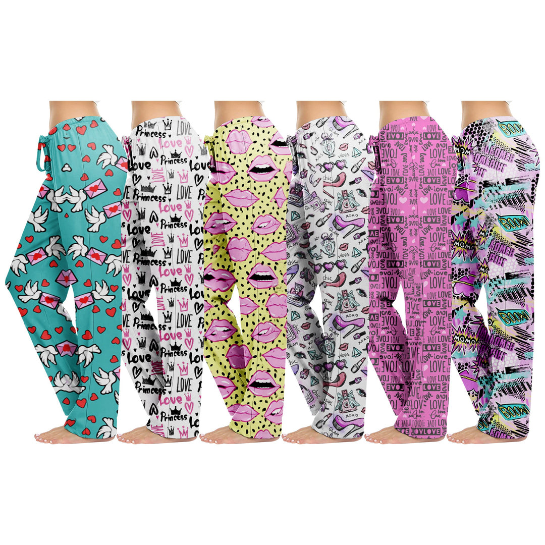 Multi-Pack: Womens Comfy Printed Lounge Pajama Pants for Sleepwear Image 4