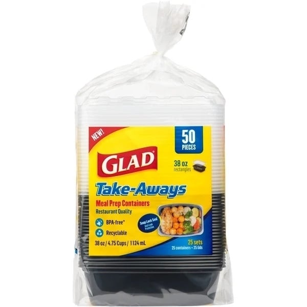 Glad Take-Aways Storage Containers with Lids38 Ounce (25 Count) Image 1