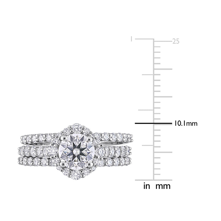 2.00 Carat (ctw) Synthetic Moissanite Bridal Engagement Wedding Ring Set in Sterling Silver Image 4