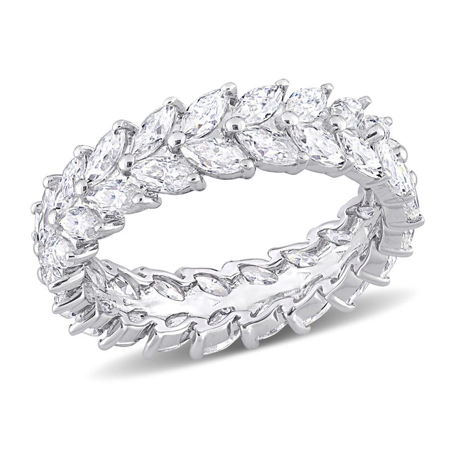 4.20 Carat (ctw) Lab-Created Moissanite Marquise Anniversary Eternity Ring in Sterling Silver Image 1