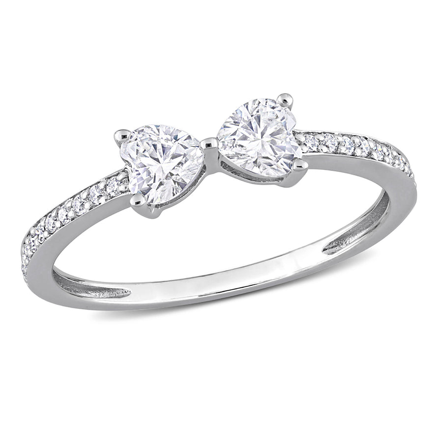 1/2 Carat (ctw) Lab-Created Moissanite Double Heart Ring in Sterling Silver Image 1