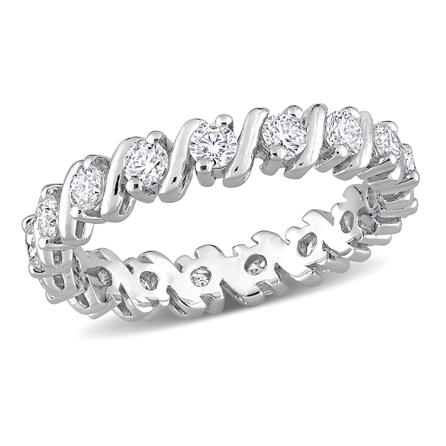 1.05 Carat (ctw) Lab-Created Moissanite Anniversary Eternity Ring Band in Sterling Silver Image 1