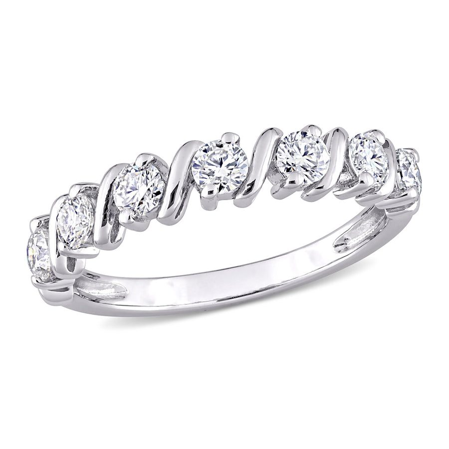 7/10 Carat (ctw) Lab-Created Moissanite Anniversary Ring Band in Sterling Silver Image 1