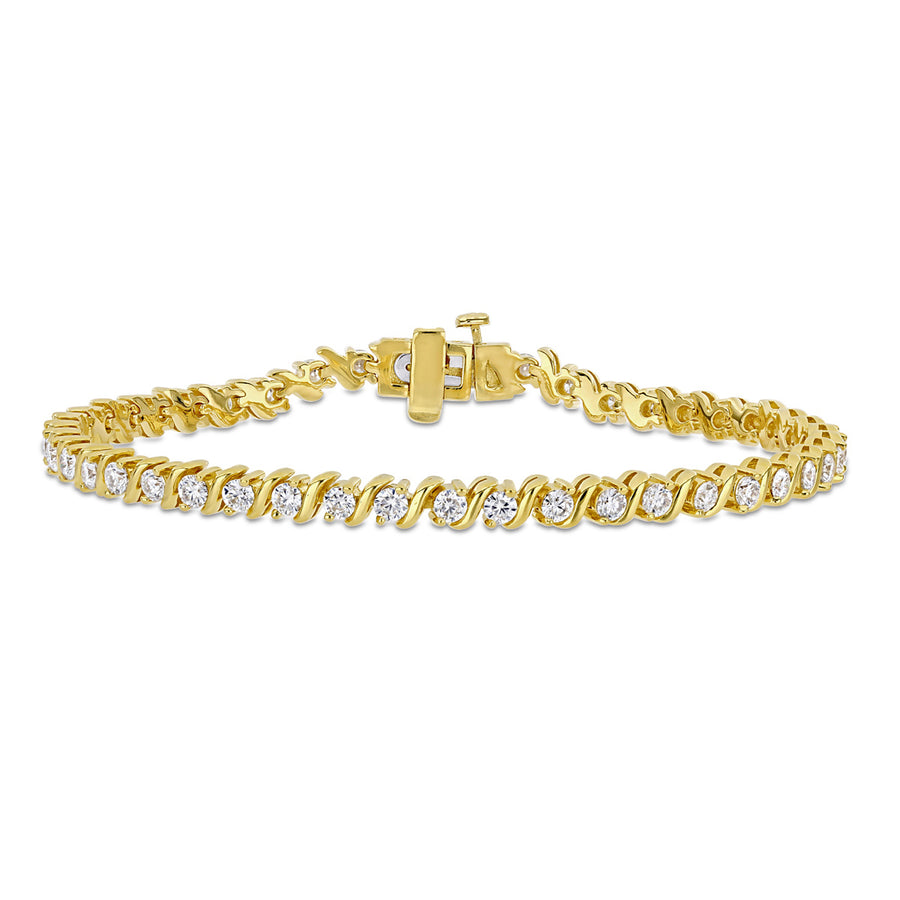 2.80 Carat (ctw) Lab-Created Moissanite Tennis Bracelet in Yellow Plated Sterling Silver Image 1
