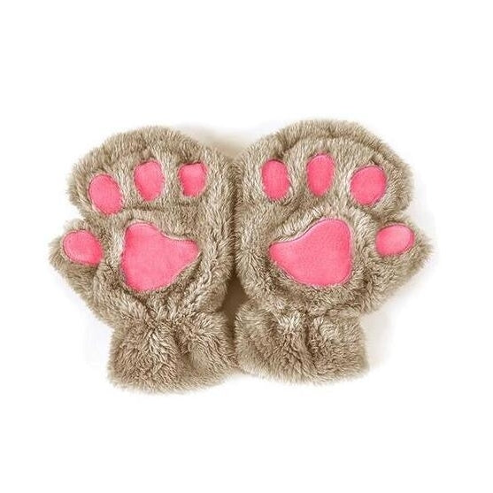 Winter Lovely Half Cover Paw Bear Cat Claw Gloves Short Finger Image 2