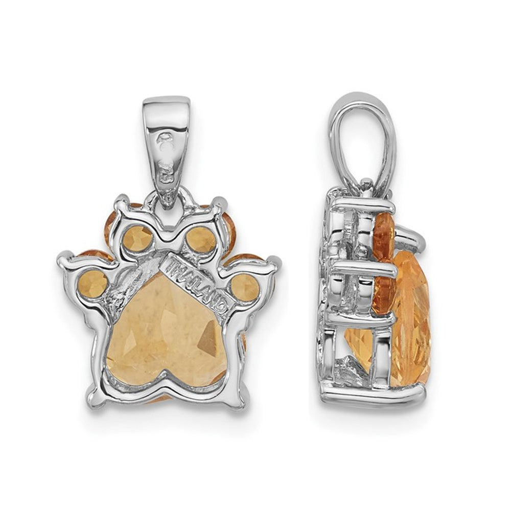 1.55 Carat (ctw) Citrine Paw Charm Pendant Necklace in Sterling Silver with Chain Image 2