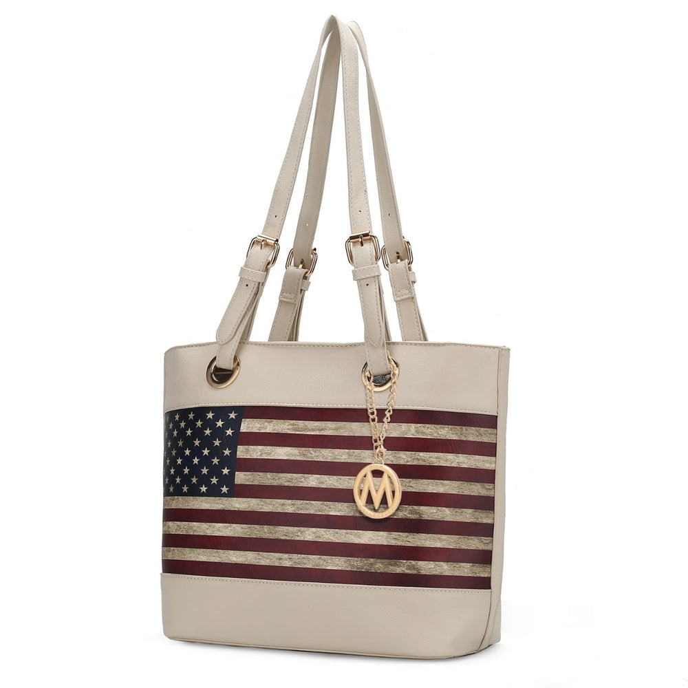 MKF Collection Vera Vegan Leather Patriotic Flag Pattern Womens Tote Bag by Mia K Image 2