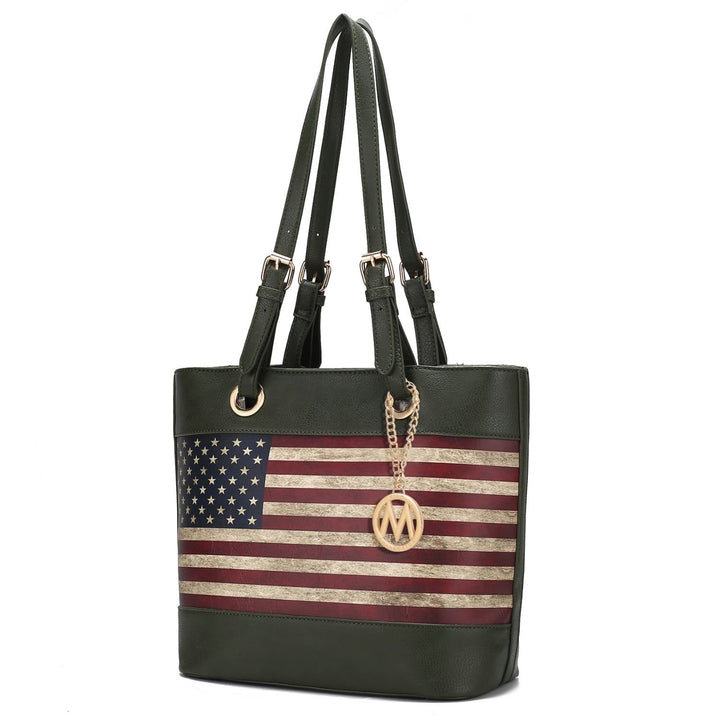 MKF Collection Vera Vegan Leather Patriotic Flag Pattern Womens Tote Bag by Mia K Image 6