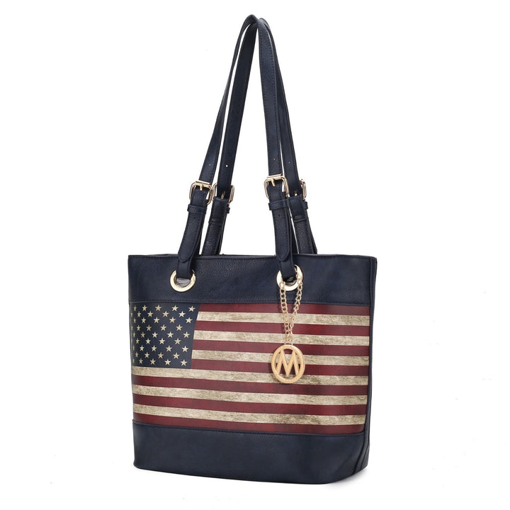 MKF Collection Vera Vegan Leather Patriotic Flag Pattern Womens Tote Bag by Mia K Image 7