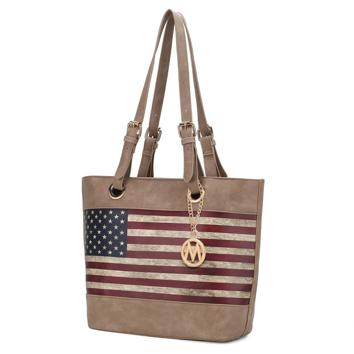 MKF Collection Vera Vegan Leather Patriotic Flag Pattern Womens Tote Bag by Mia K Image 10