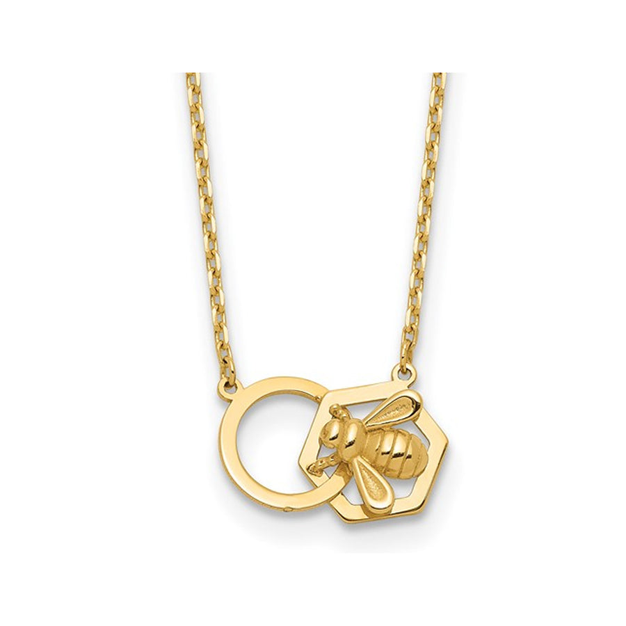 14K Yellow Gold Bee Charm Necklace and Chain (17.5 Inches) Image 1