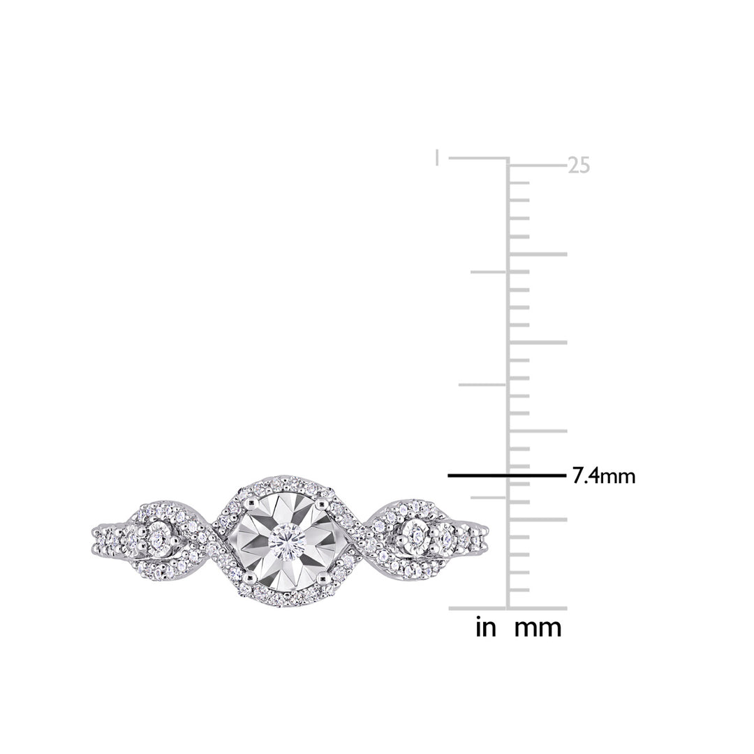 1/4 Carat (ctw) Diamond Twist Ring in Sterling Silver Image 3
