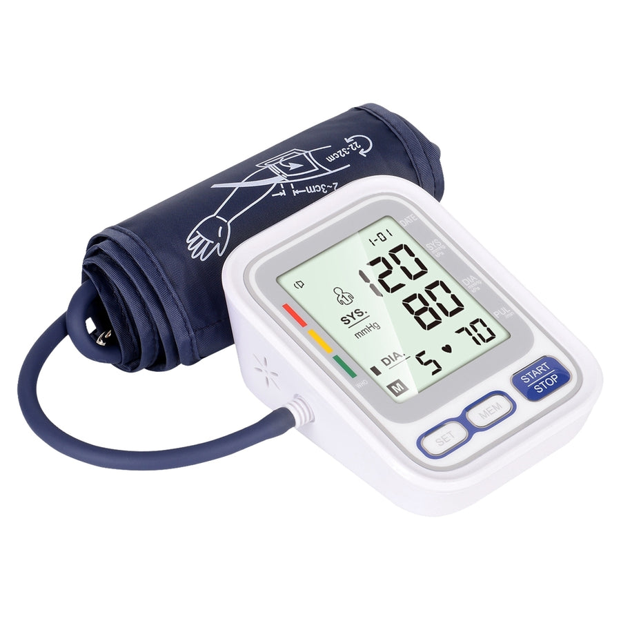 Automatic Arm Blood Pressure Monitor Digital BP Cuff Pulse Heart Rate Machine Voice Pulse Meter Image 1