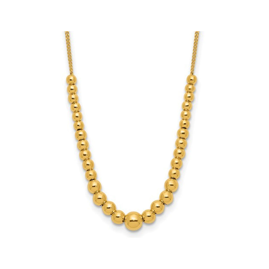14K Yellow Gold Polished Graduated Beaded Necklace (18 inches) Image 1