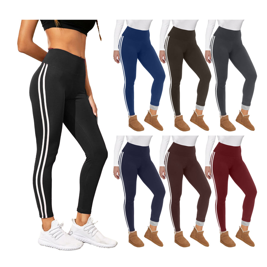 4-Pack: Womens Ultra Soft faux Lined Yoga Pants High Waisted Leggings Image 1