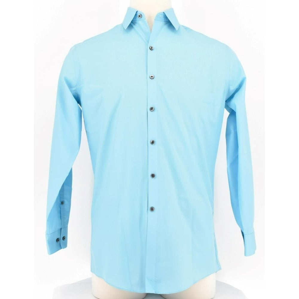 JF J. Ferrar Modern Fit Mens Long Sleeve Blue Shirt Medium Image 2