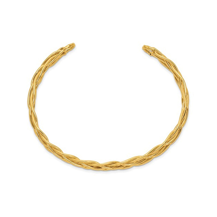 14K Yellow Gold Braided Woven Bracelet Cuff Bangle Image 3