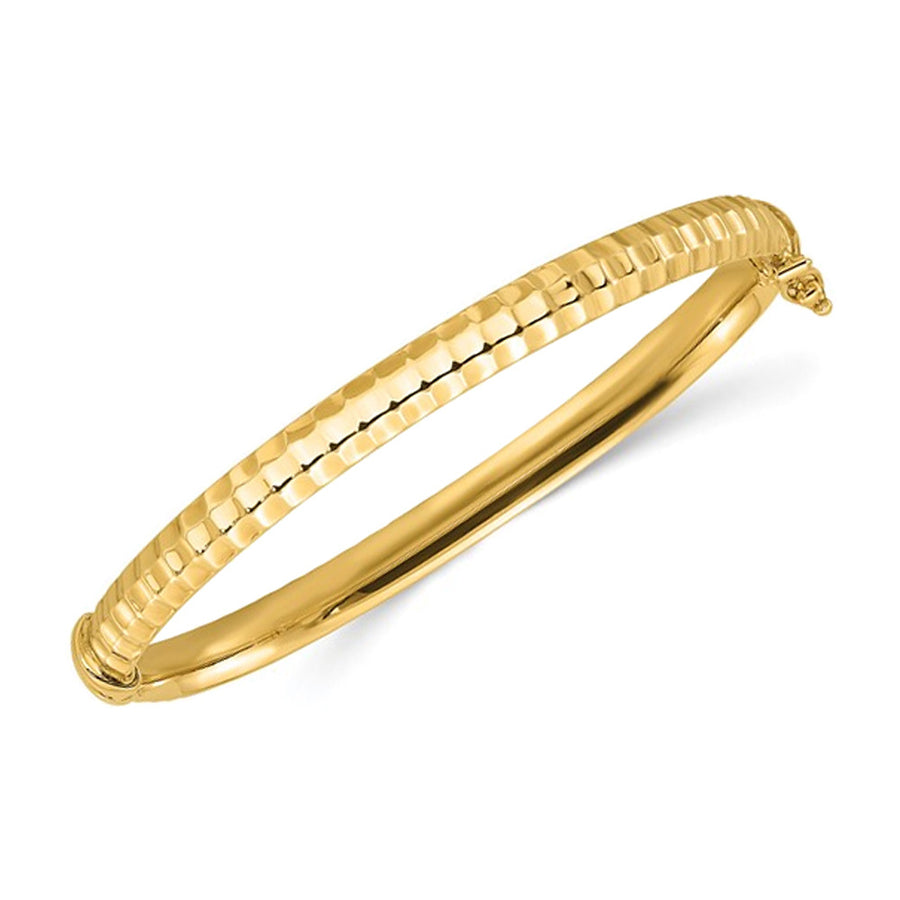 14K Yellow Gold Ridged Polished Bracelet Bangle Image 1