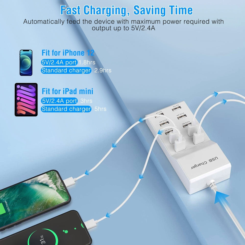 10 Ports USB Charging Station Hub 50W USB Wall Charger Fast Charging Power Adapter for Phone Tablet Image 2