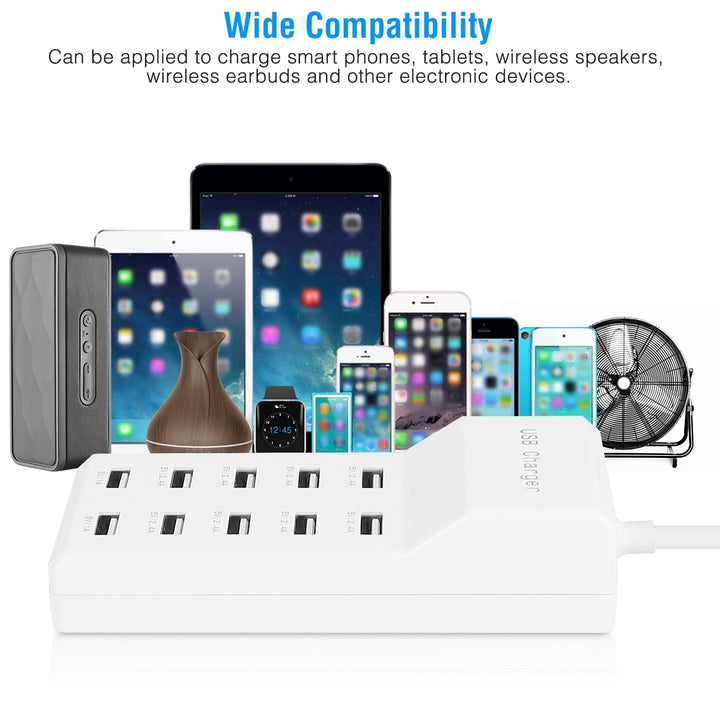 10 Ports USB Charging Station Hub 50W USB Wall Charger Fast Charging Power Adapter for Phone Tablet Image 4