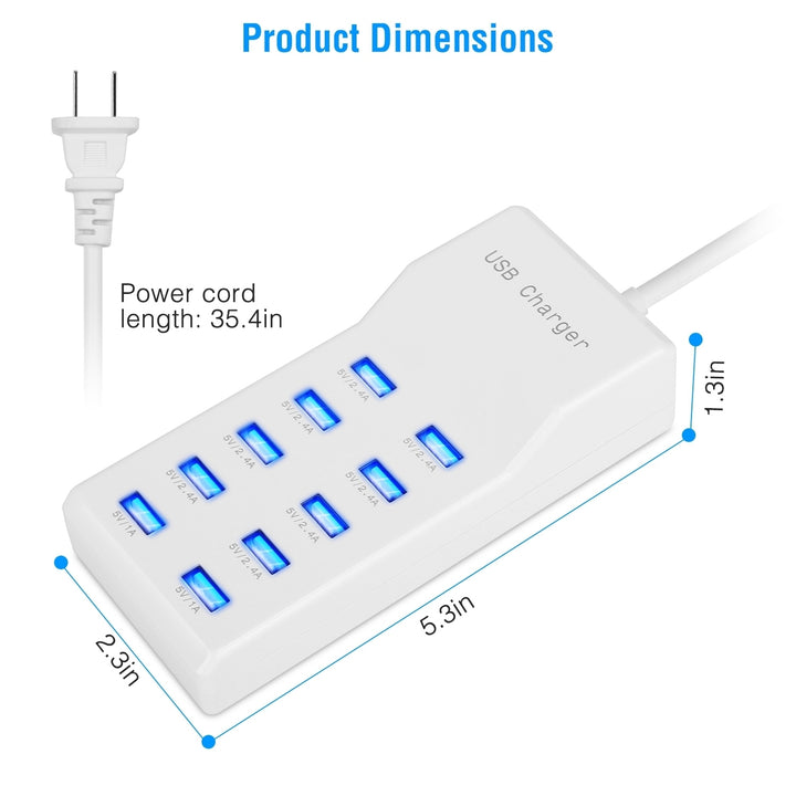 10 Ports USB Charging Station Hub 50W USB Wall Charger Fast Charging Power Adapter for Phone Tablet Image 6