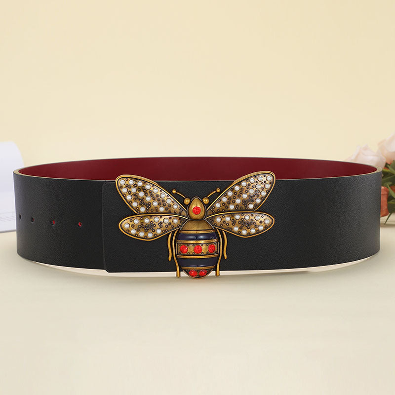 Super Wide 7cm Wide Lady Thin Waist Multicolor Belt Bee Animal Big Brand Clothing Belt Image 2