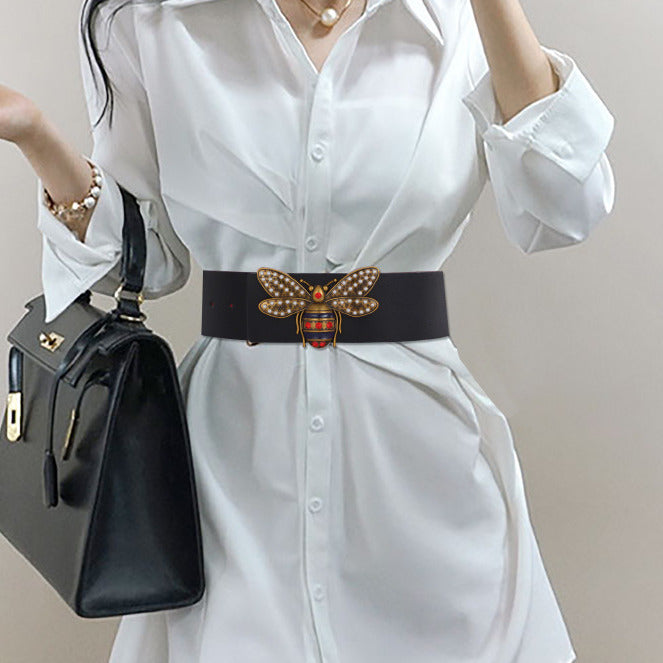 Super Wide 7cm Wide Lady Thin Waist Multicolor Belt Bee Animal Big Brand Clothing Belt Image 1