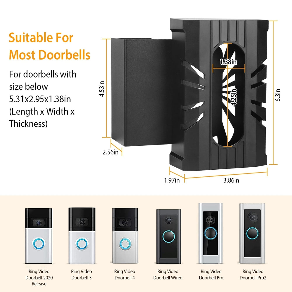 Video Doorbell Door Mount No Drill Doorbell Holder Ring Doorbell Mounting Bracket Fit for Most Doorbell Camera Image 2
