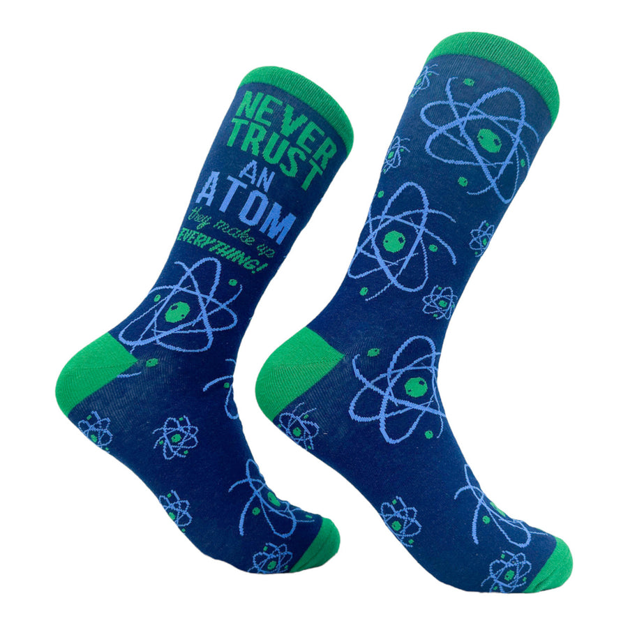 Mens Never Trust An Atom They Make Up Everything Socks Funny Nerdy Science Joke Footwear Image 1