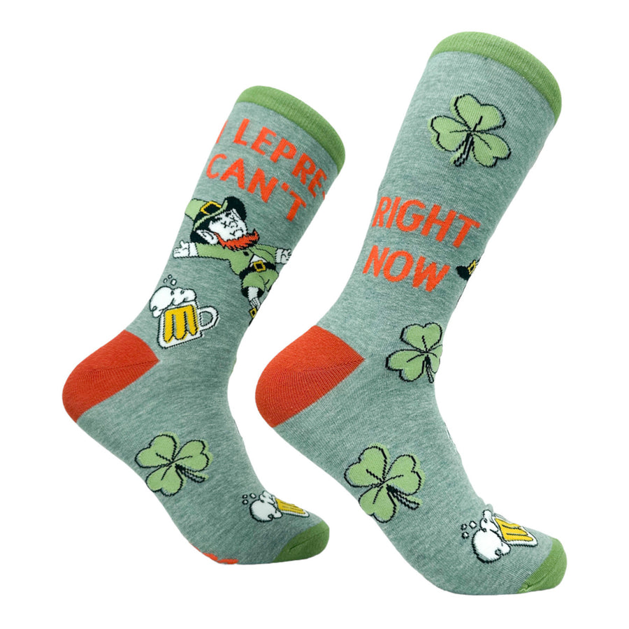Mens I Leprecant Right Now Socks Funny St Paddys Day Parade Drinking Leprechaun Footwear Image 1