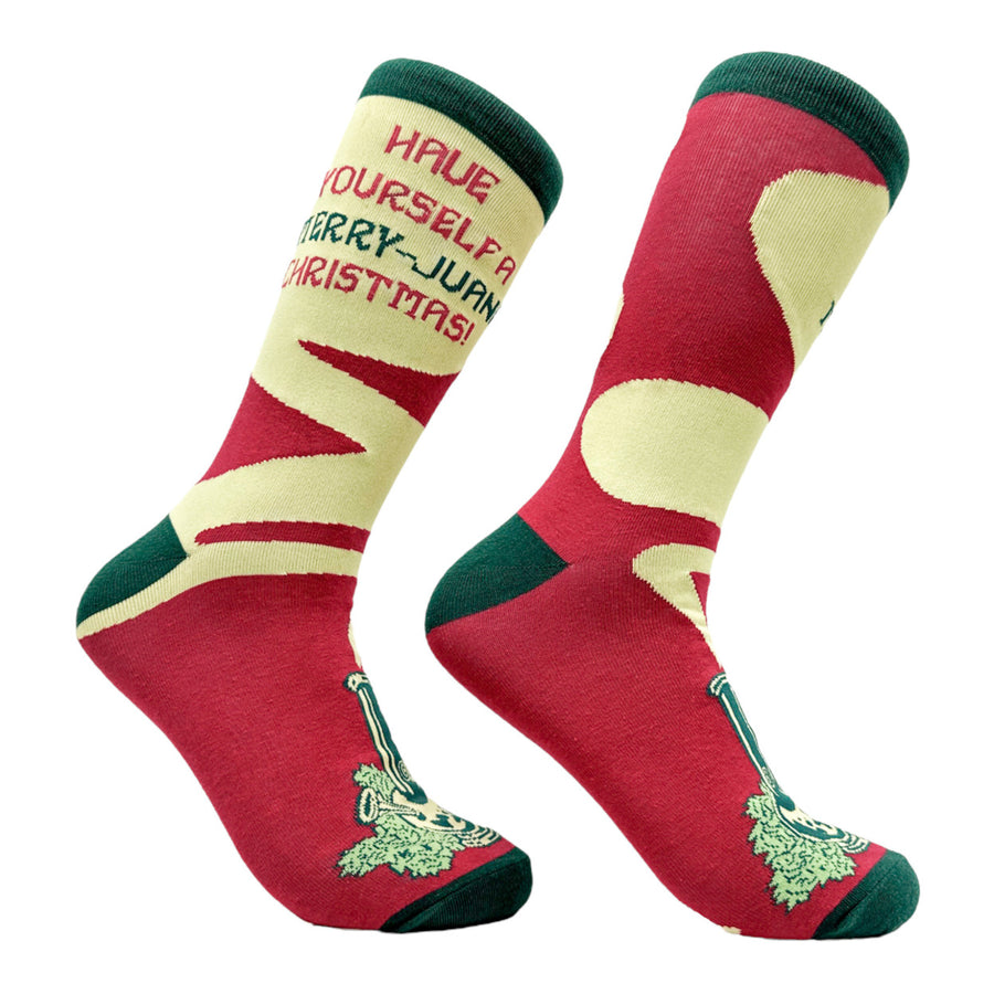 Mens Have Yourself A Merry Juana Christmas Socks Funny 420 Xmas Weed Smokers Footwear Image 1