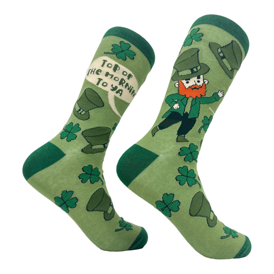 Womens Top Of The Morning To Ya Socks Funny Cute Irish Leprechaun Footwear Image 1