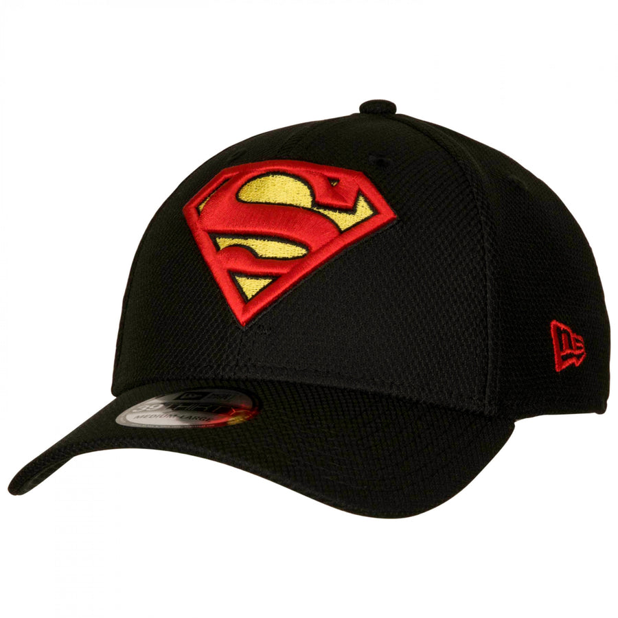 Superman Classic Logo Black Colorway  Era 39Thirty Fitted Hat Image 1