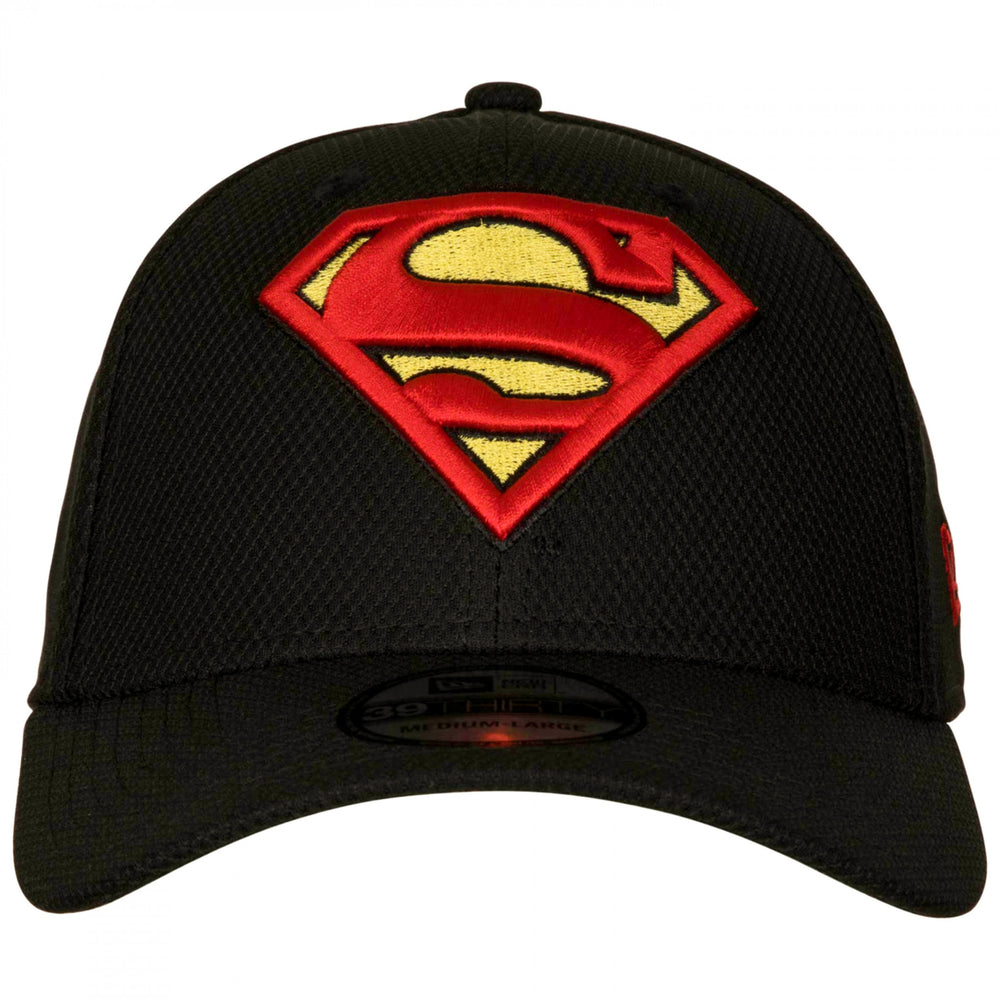 Superman Classic Logo Black Colorway  Era 39Thirty Fitted Hat Image 2