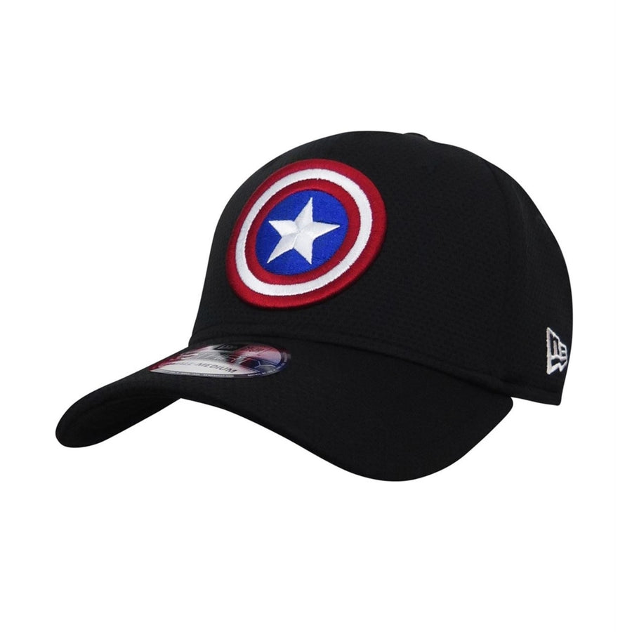 Captain America Shield Black 39Thirty Fitted Hat Image 1