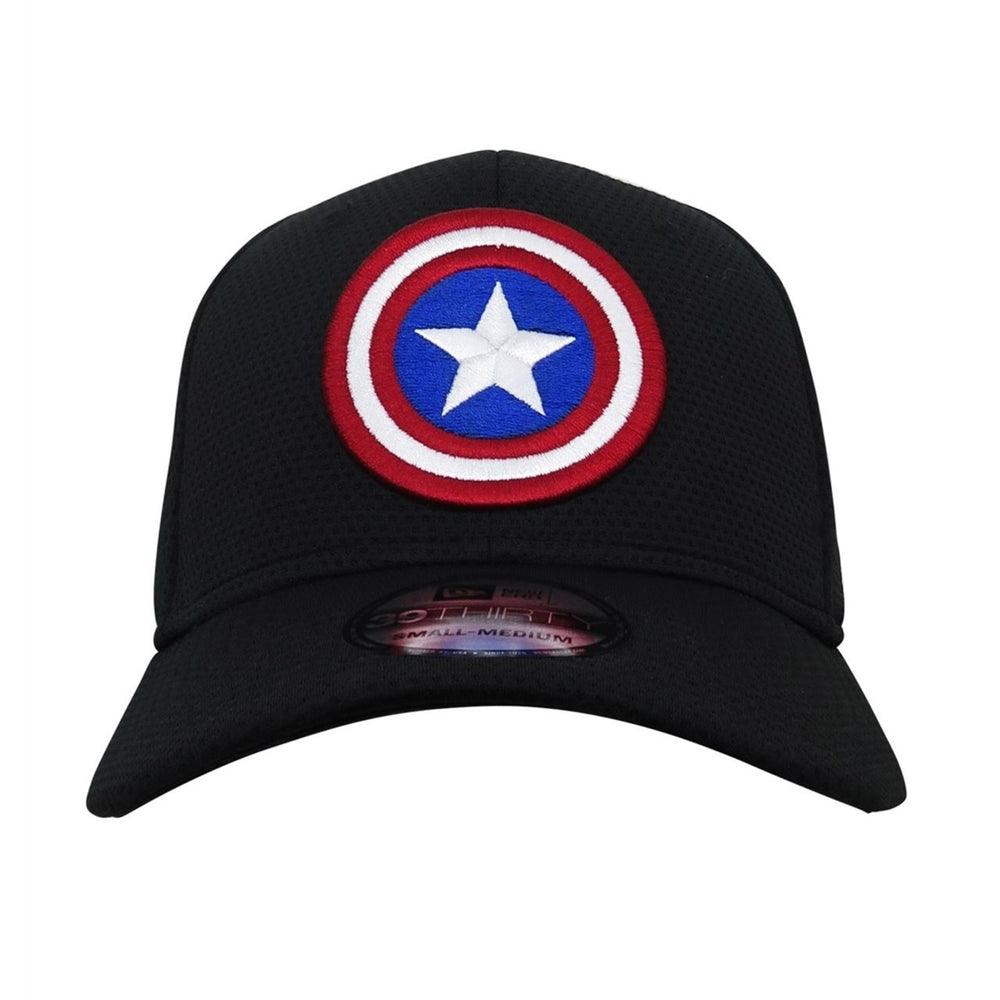 Captain America Shield Black 39Thirty Fitted Hat Image 2
