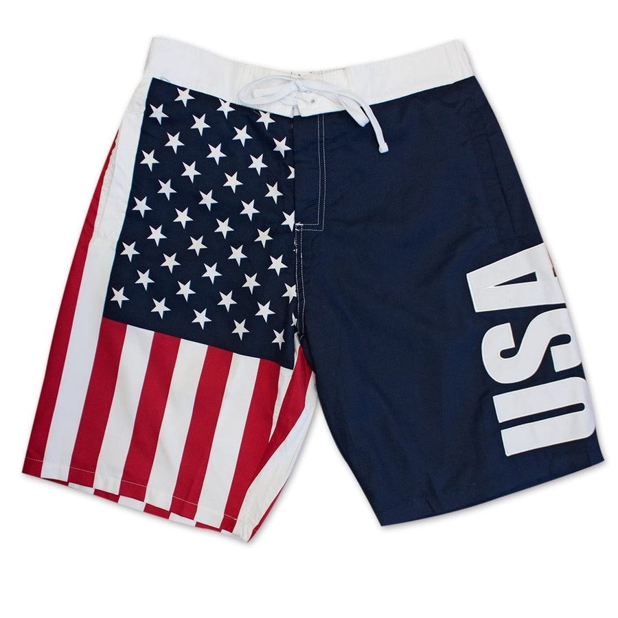 Mens American Flag USA Board Shorts Image 1