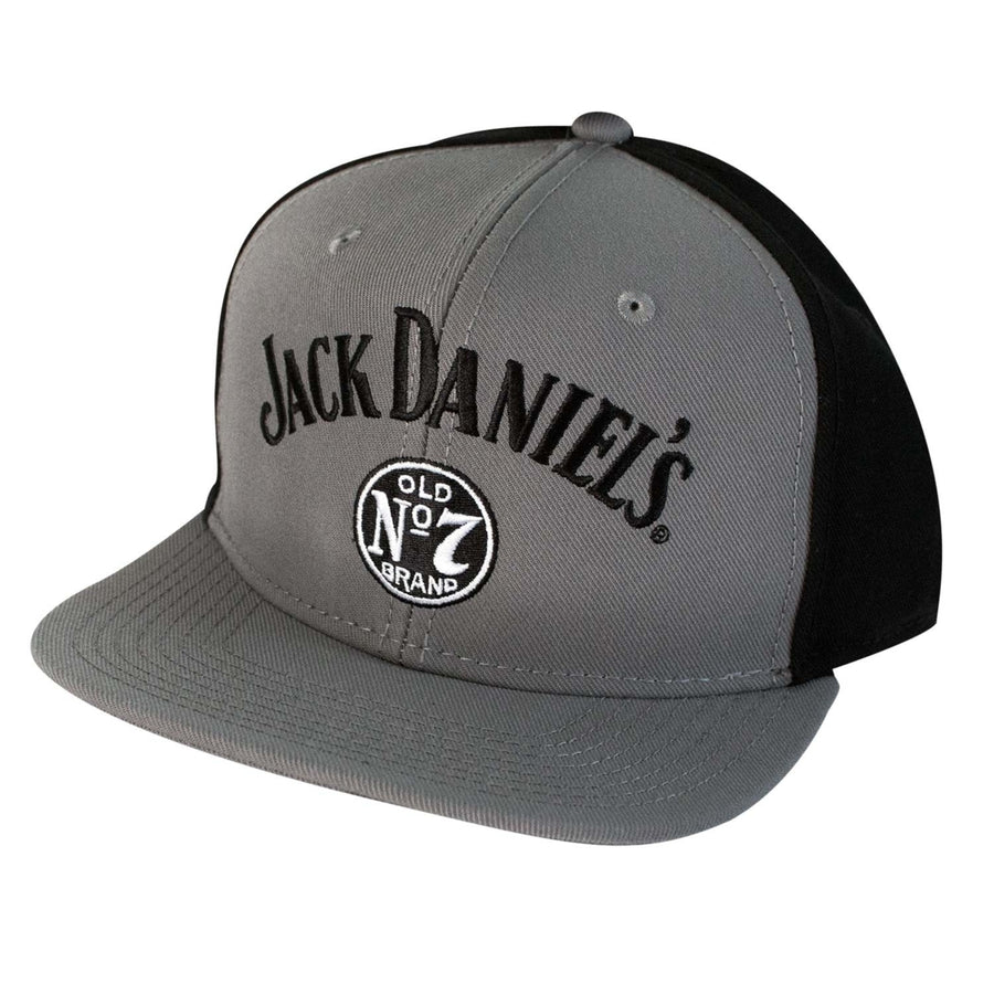Jack Daniels Flat Brim Black and Grey Snapback Hat Image 1