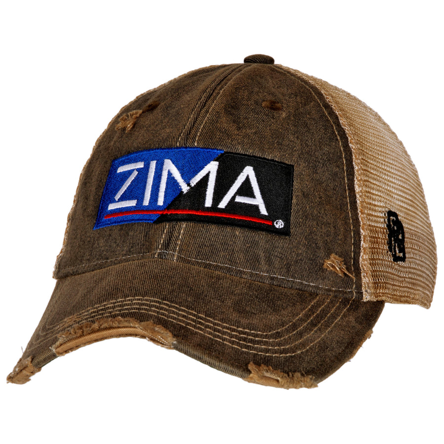 Zima Logo Retro Brand Mesh Black Trucker Hat Image 1