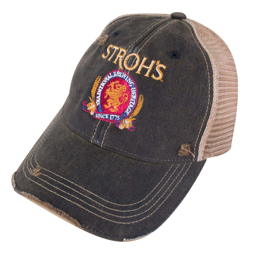 Strohs Beer Logo Retro Brand Brown Mesh Hat Image 1