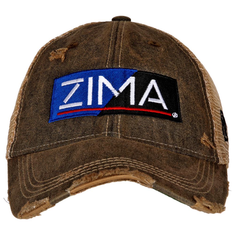 Zima Logo Retro Brand Mesh Black Trucker Hat Image 2