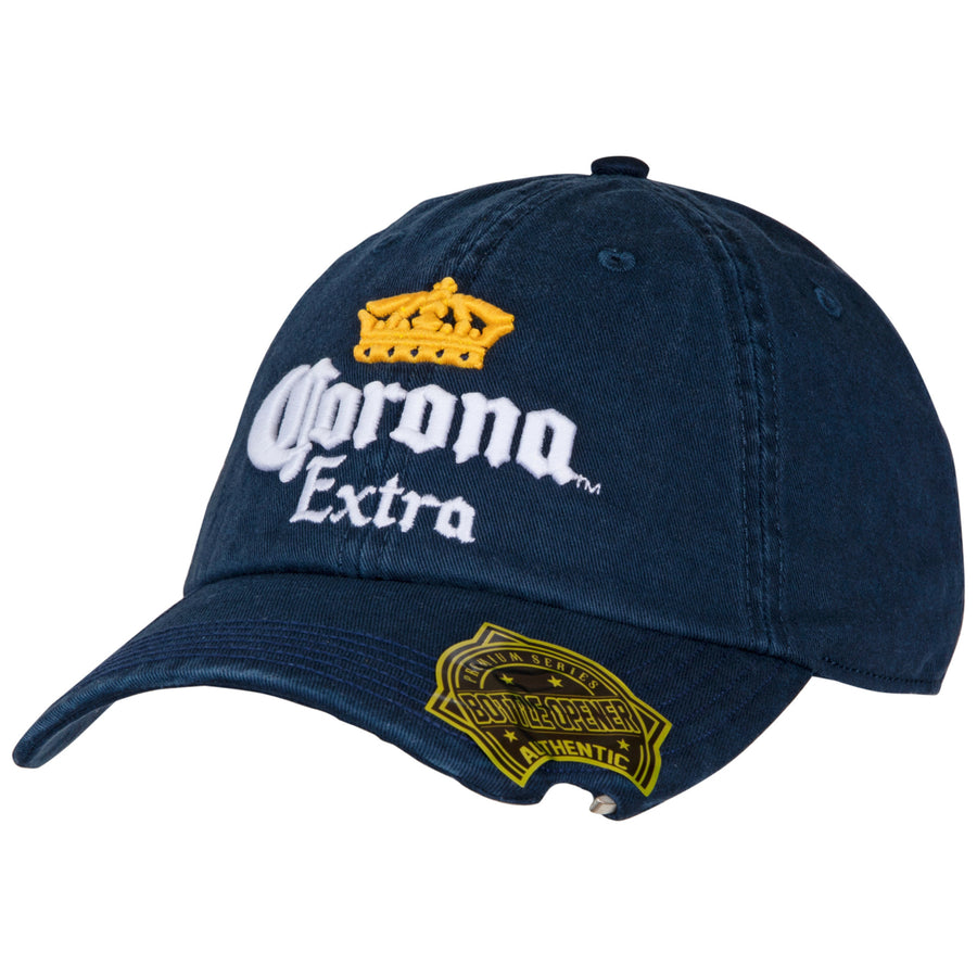 Corona Extra Bottle Opener Navy Blue Adjustable Snapback Hat Image 1