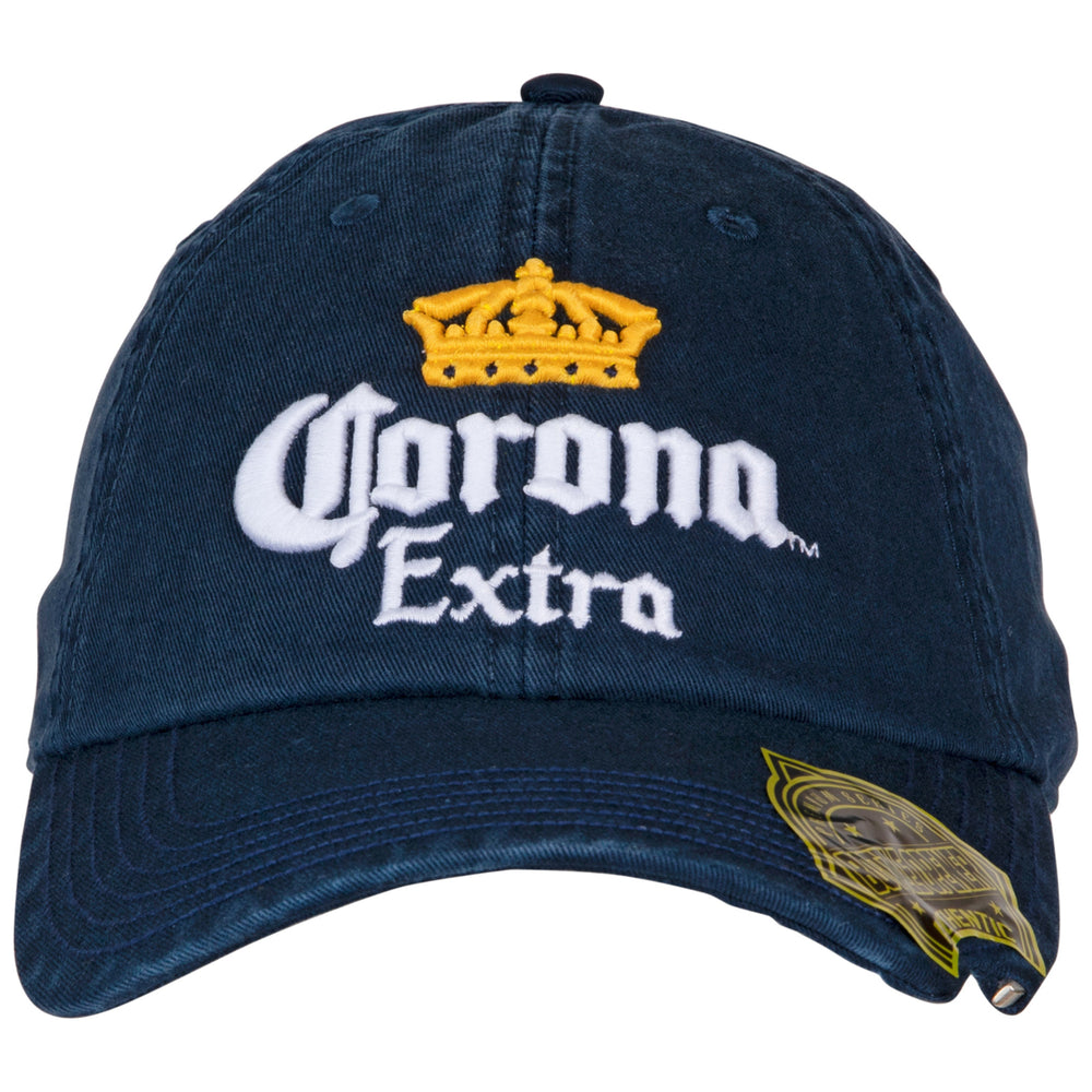 Corona Extra Bottle Opener Navy Blue Adjustable Snapback Hat Image 2