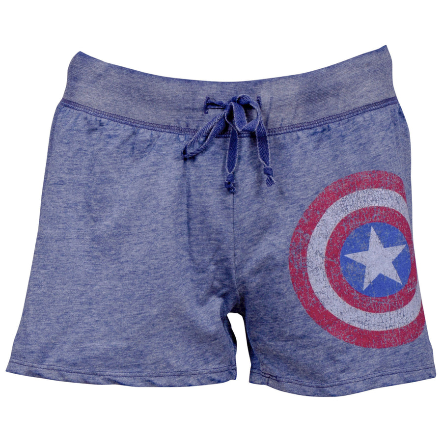 Captain America Symbol Juniors Sleep Shorts Image 1