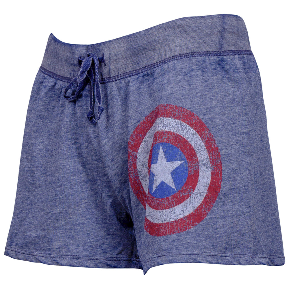 Captain America Symbol Juniors Sleep Shorts Image 2