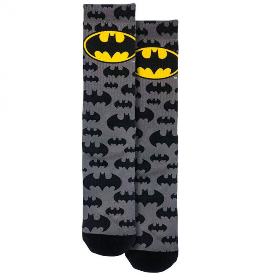 Batman Logo and Symbols All Over Crew Socks Image 1