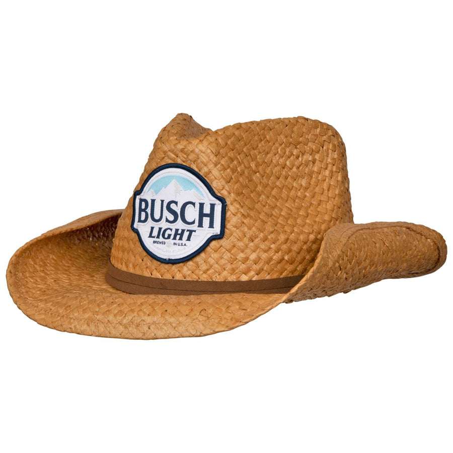 Busch Light Straw Cowboy Hat With Brown Band Image 1